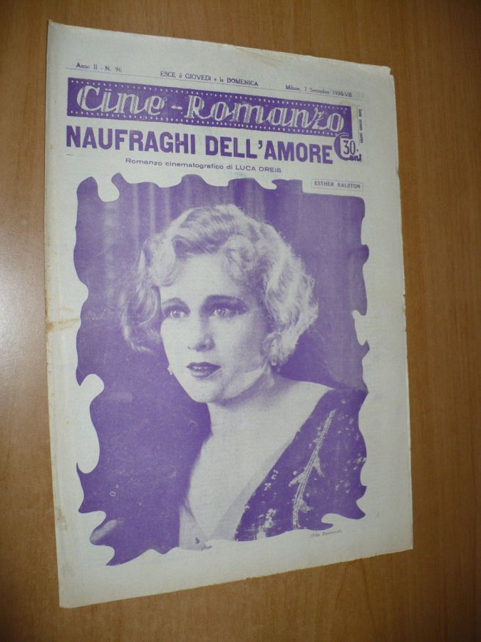 CINE ROMANZO magazine side cover Issue 96 7 September 1930
