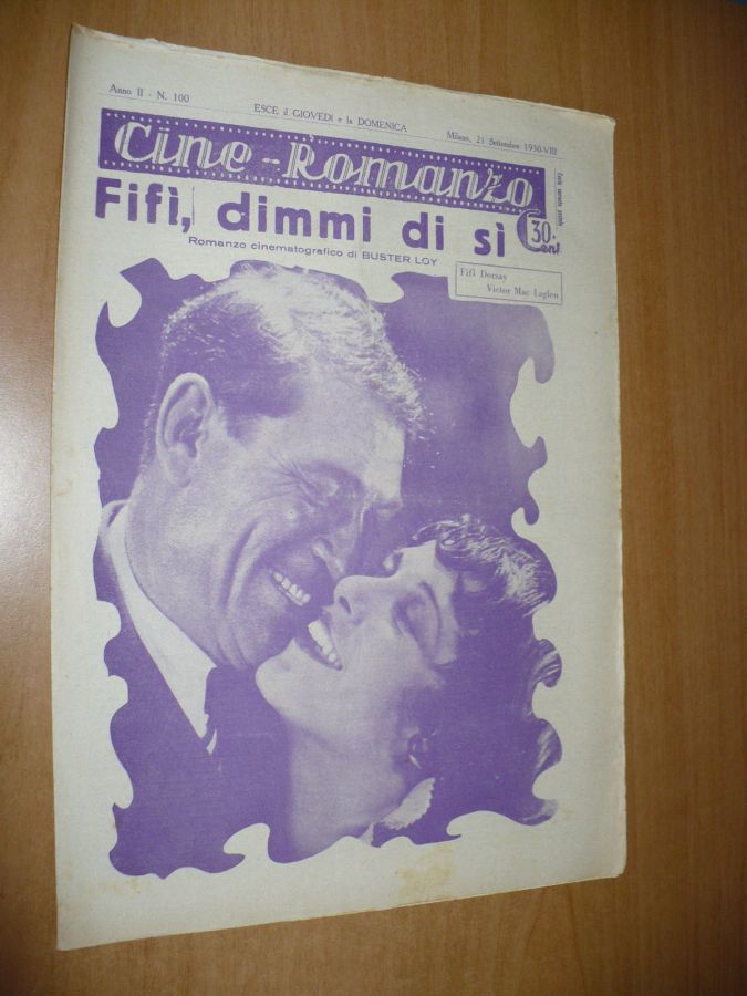 CINE ROMANZO magazine side cover Issue 100 21 September 1930