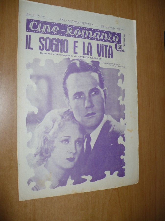 CINE ROMANZO magazine side cover Issue 107 16 October 1930