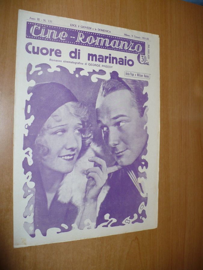 CINE ROMANZO magazine side cover Issue 131 8 January 1931