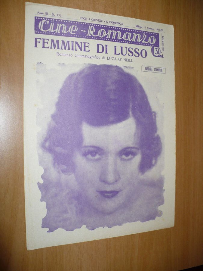 CINE ROMANZO magazine side cover Issue 132 11 January 1931