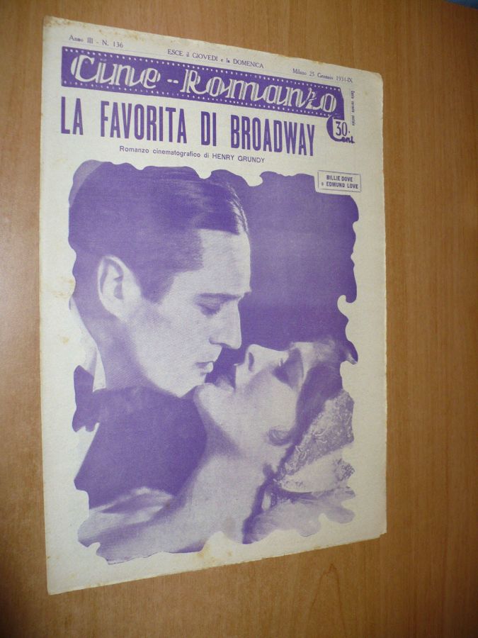 CINE ROMANZO magazine side cover Issue 136 25 January 1931