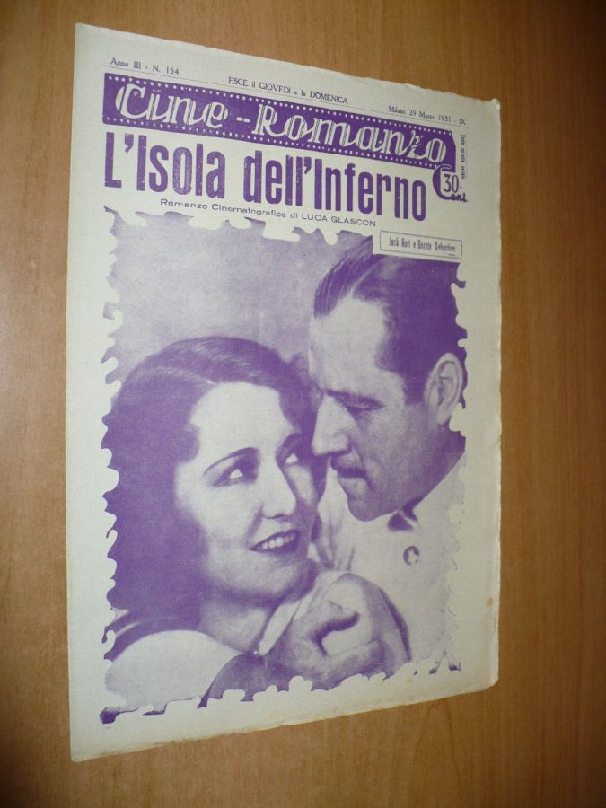 CINE ROMANZO magazine side cover Issue 154 29 March 1931