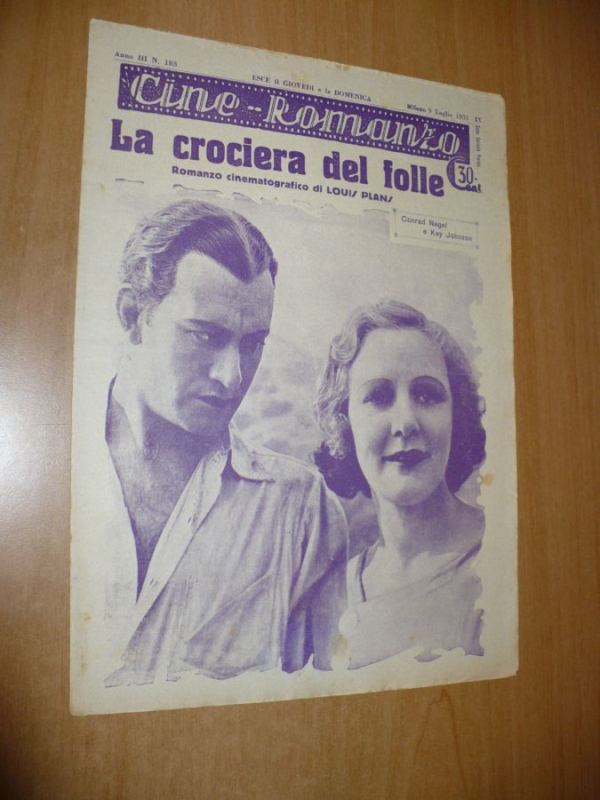 CINE ROMANZO magazine side cover Issue 183 9 July 1931