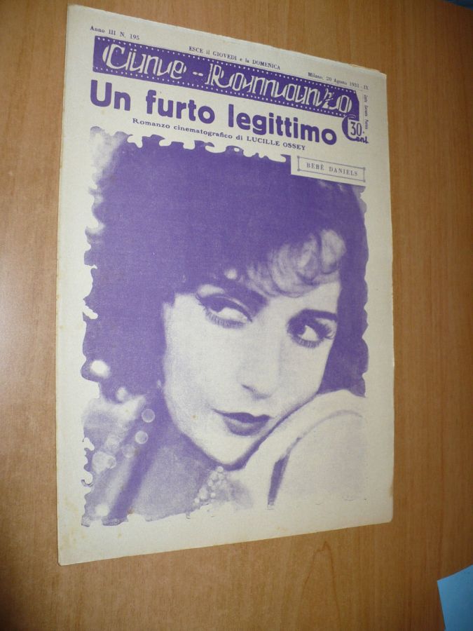 CINE ROMANZO magazine side cover Issue 195 20 August 1931