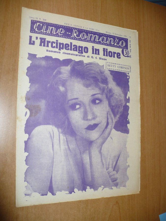 CINE ROMANZO magazine side cover Issue 202 13 September 1931