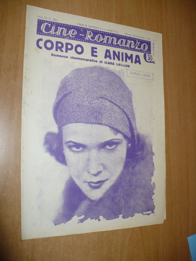 CINE ROMANZO magazine side cover Issue 204 20 September 1931
