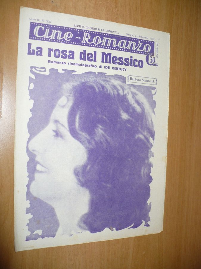 CINE ROMANZO magazine side cover Issue 205 25 September 1931