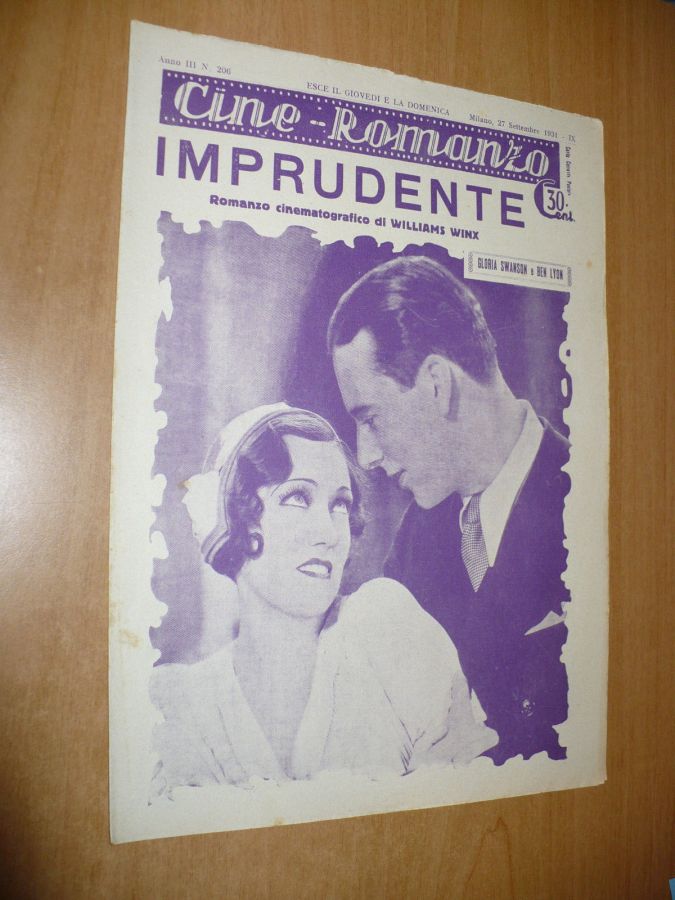 CINE ROMANZO magazine side cover Issue 206 27 September 1931