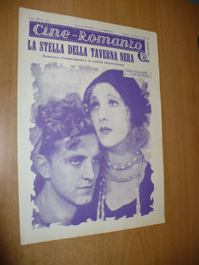 CINE ROMANZO magazine side cover Issue 212 18 October 1931