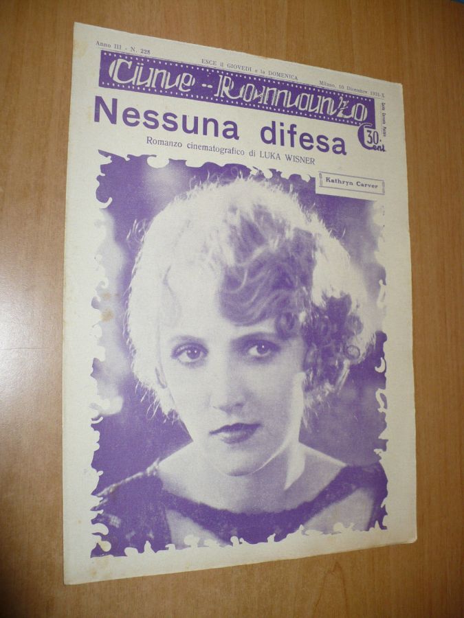 CINE ROMANZO magazine side cover Issue 228 10 December 1931