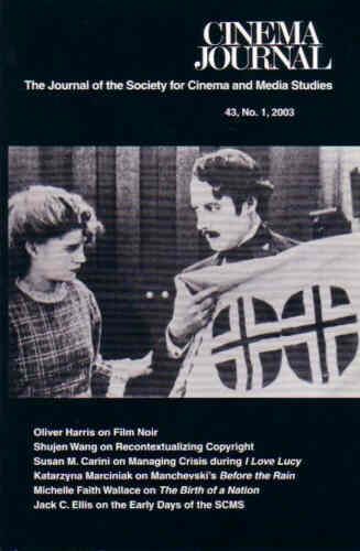 CINEMA JOURNAL magazine side cover Issue 169  Vol 43 # 1 Fall 2003