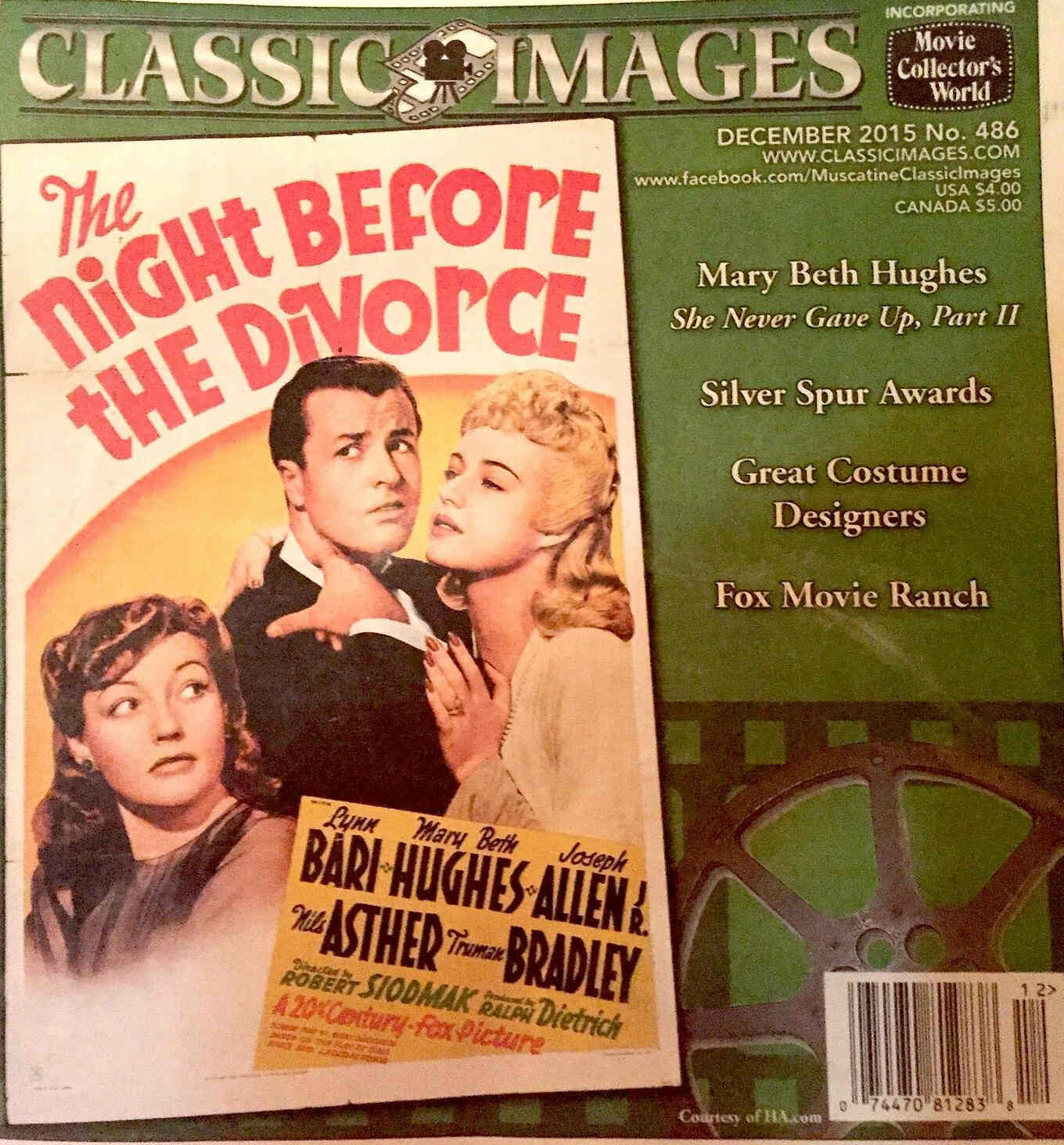 CLASSIC IMAGES magazine side cover Issue 486 December 2015