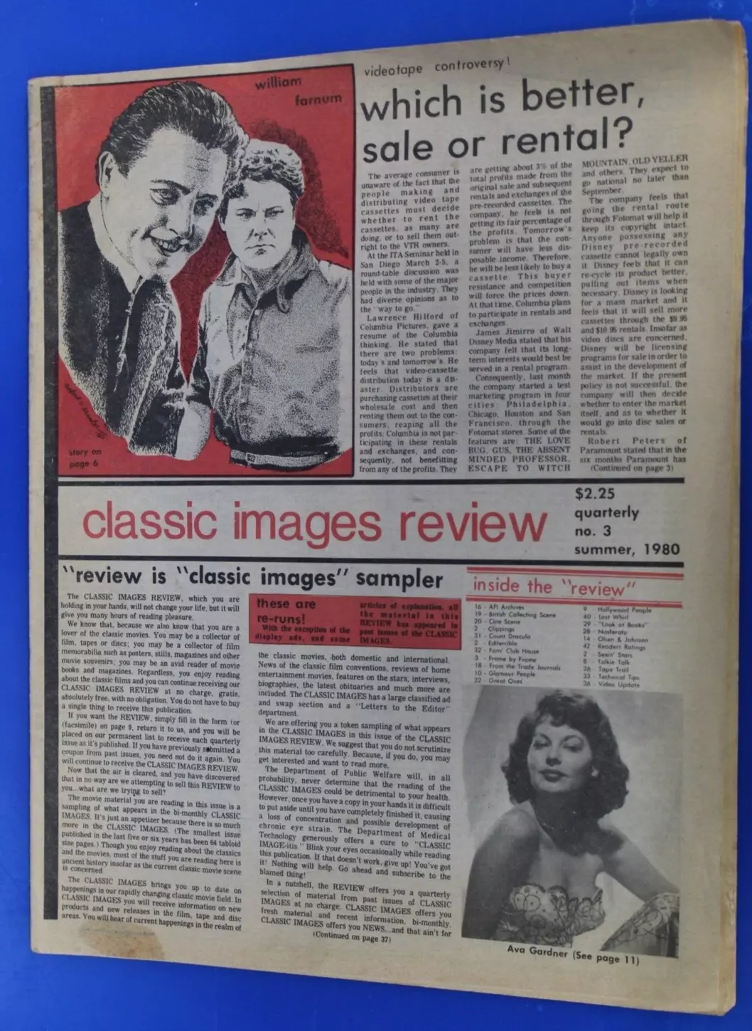 CLASSIC IMAGES REVIEW magazine side cover Issue 3 Summer 1980