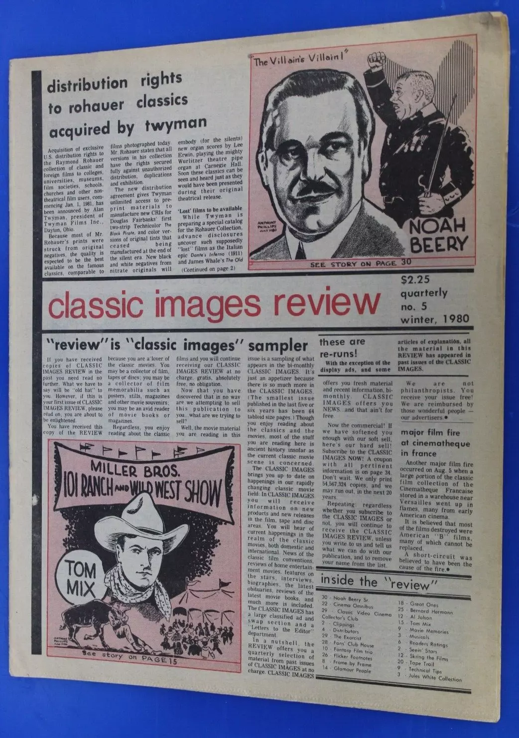 CLASSIC IMAGES REVIEW magazine side cover Issue 5 Winter 1980
