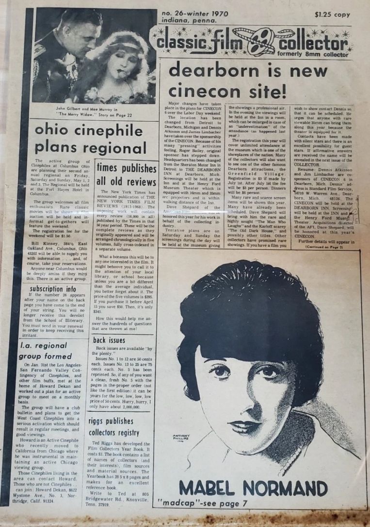 CLASSIC FILM COLLECTOR magazine side cover Issue 26  
