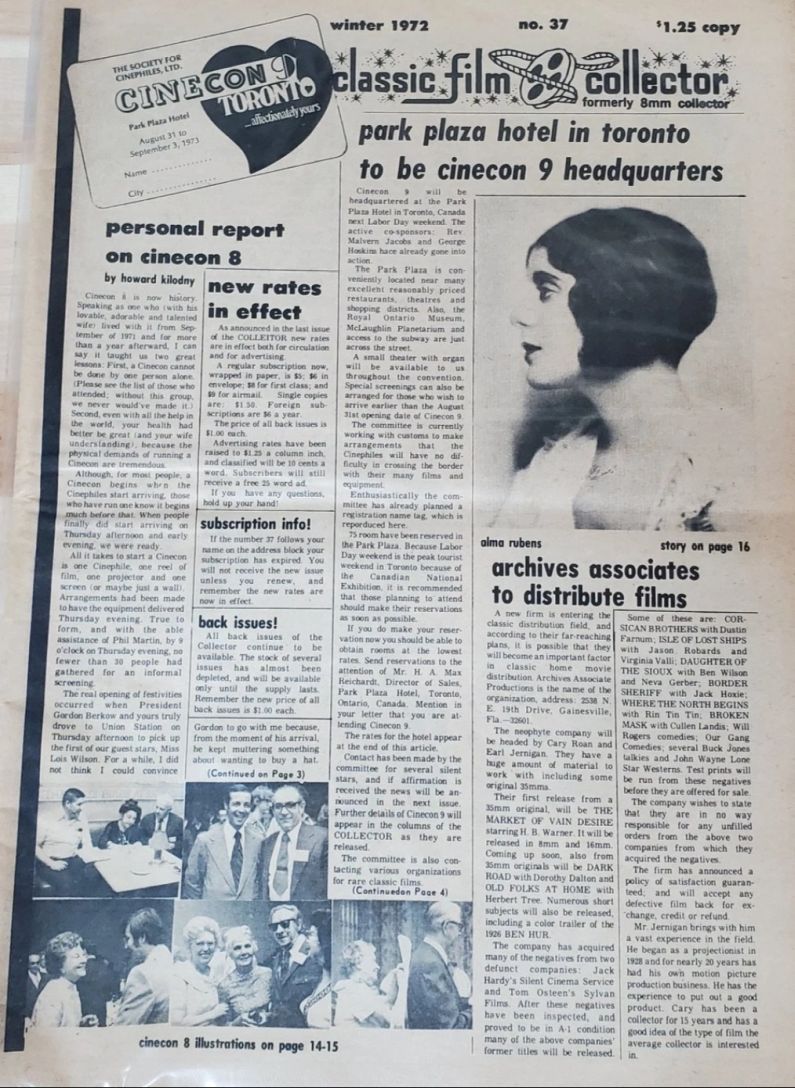 CLASSIC FILM COLLECTOR magazine side cover Issue 37  