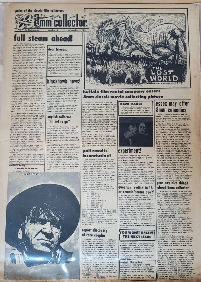 CLASSIC FILM COLLECTOR magazine side cover Issue 6  November 1963