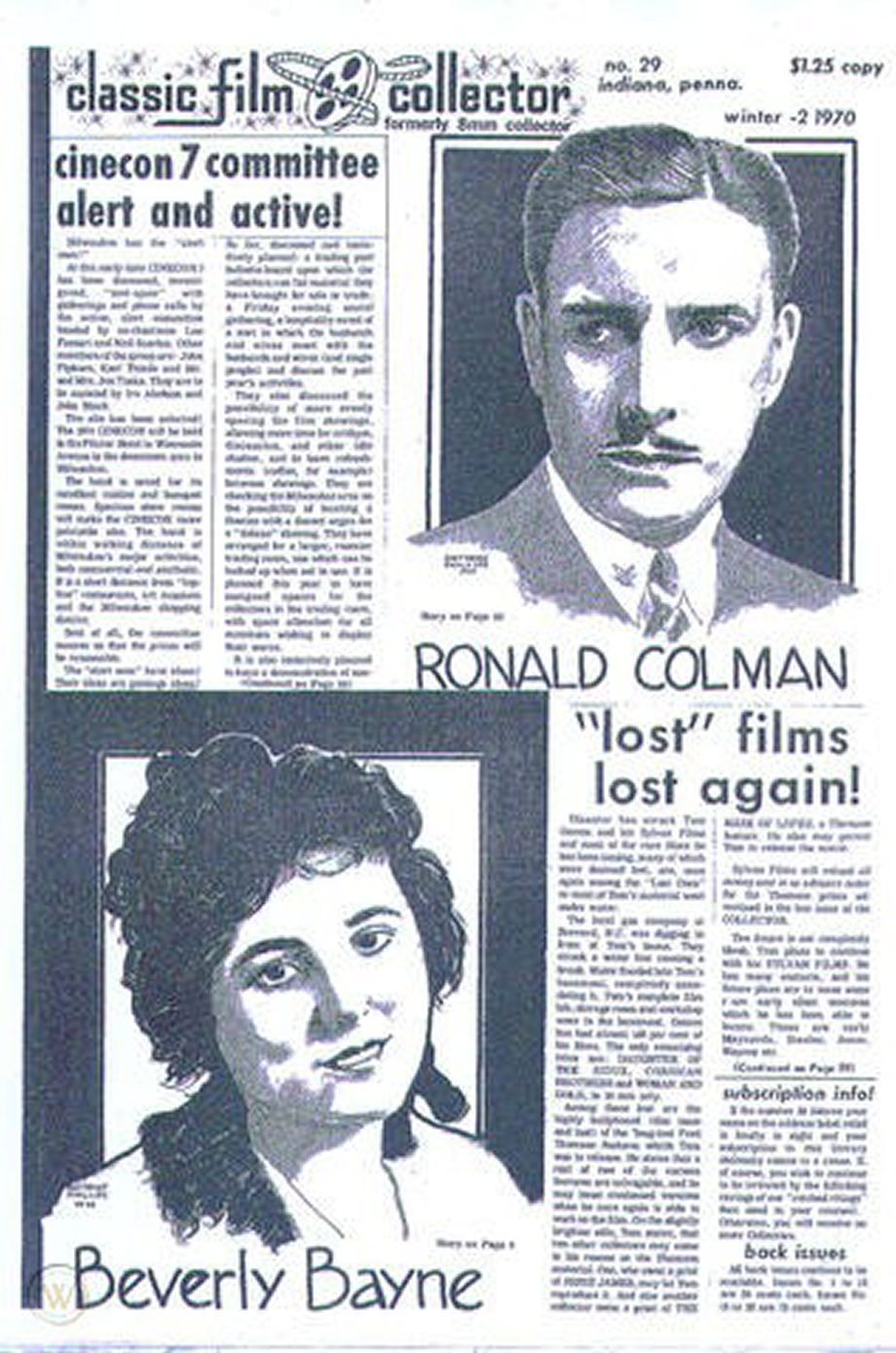 CLASSIC FILM COLLECTOR magazine side cover Issue 29 Winter 1970