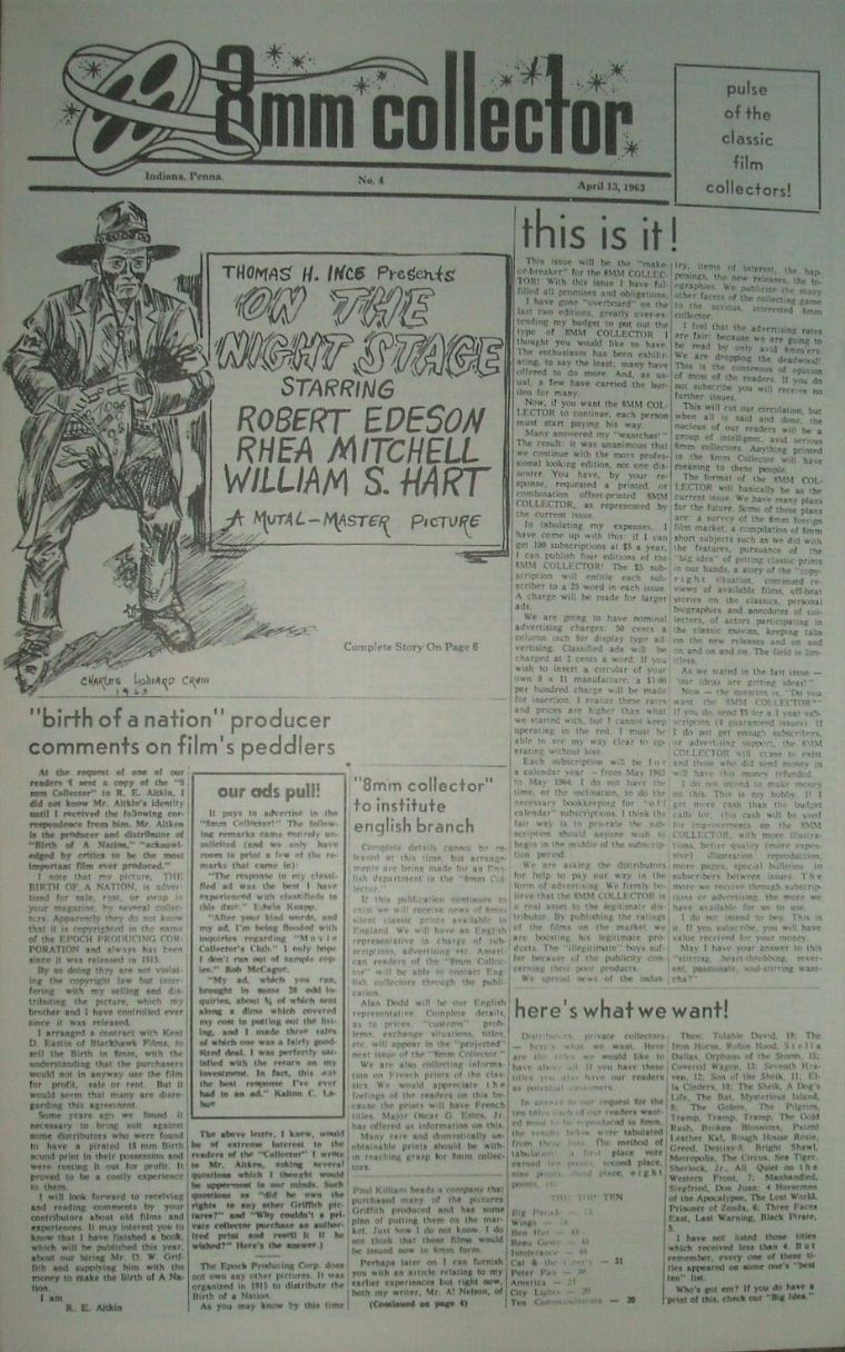 CLASSIC IMAGES magazine side cover Issue 4 13 April 1963