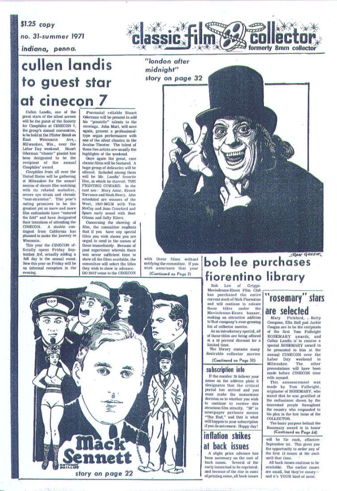 CLASSIC IMAGES magazine side cover Issue 31 Summer 1971