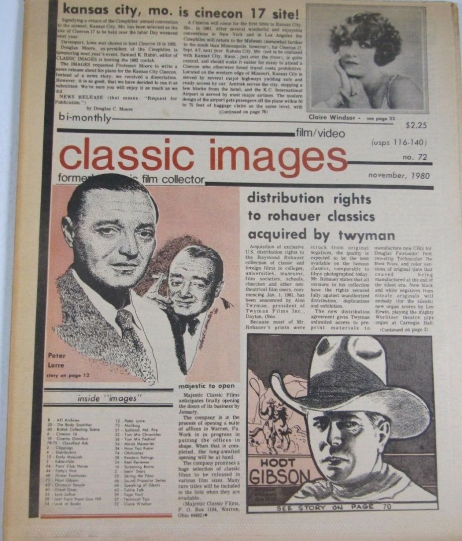 CLASSIC IMAGES magazine side cover Issue 72  November 1980