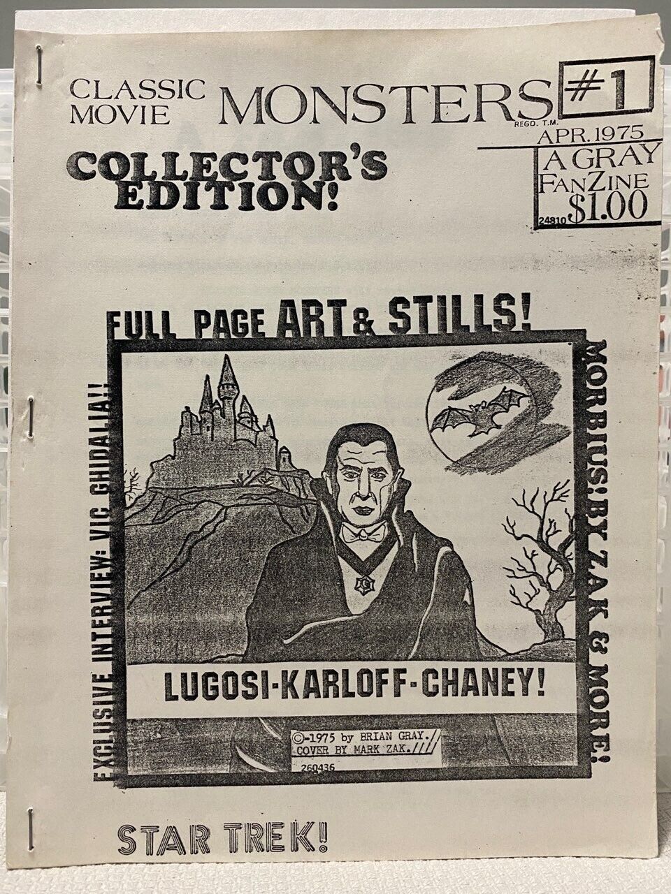 CLASSIC MOVIE MONSTERS magazine side cover Issue 1 April 1975