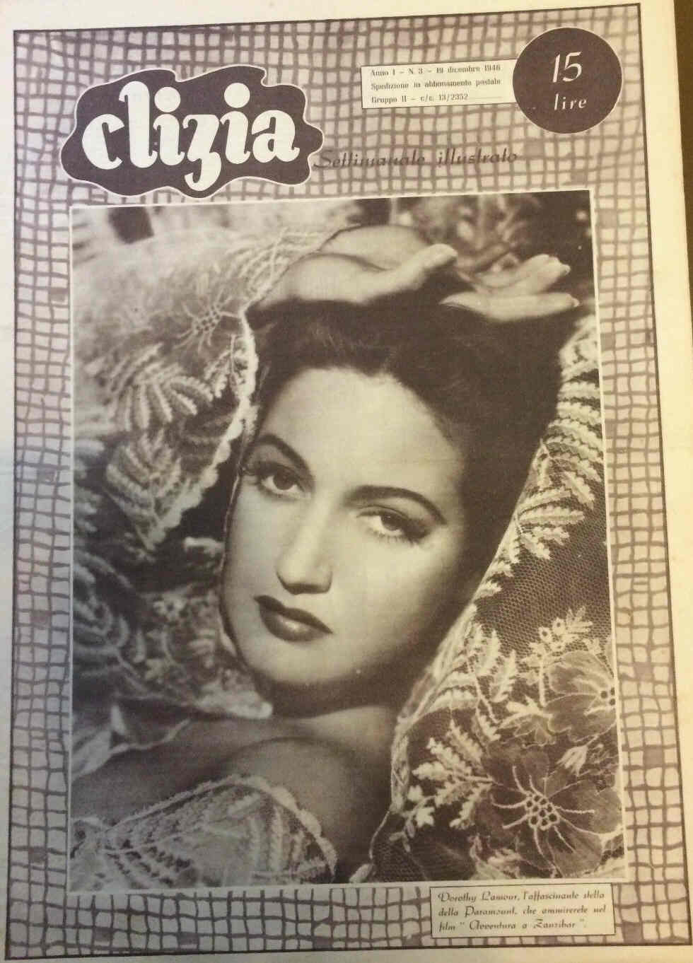 CLIZIA magazine side cover Issue 3 19 December 1946