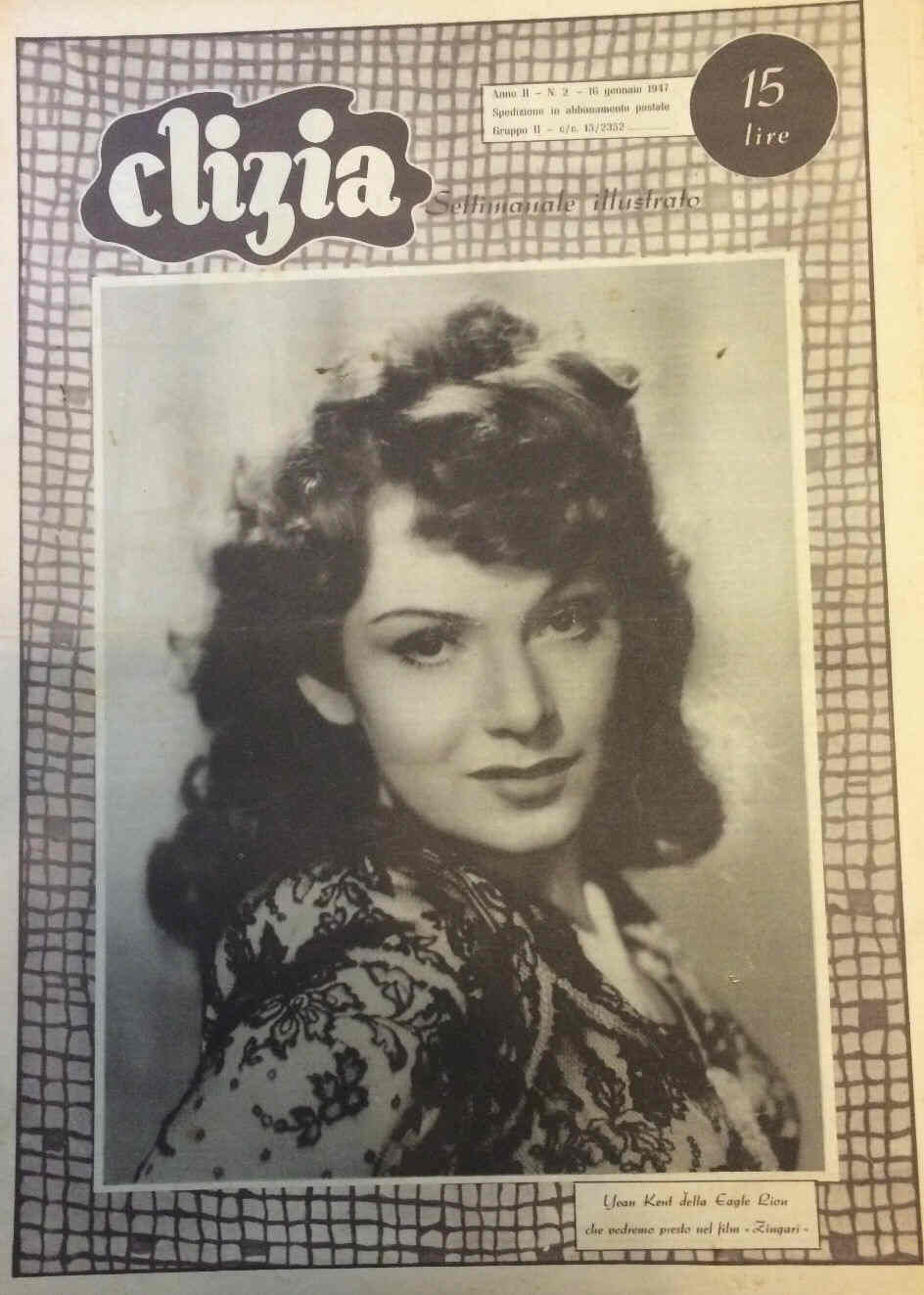 CLIZIA magazine side cover Issue 2 16 January 1947
