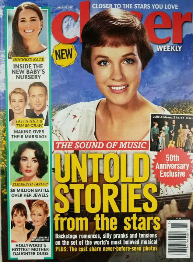 CLOSER WEEKLY magazine side cover 16 March 2015