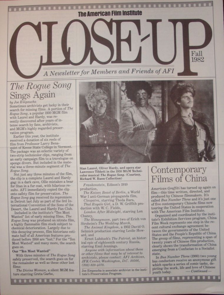 CLOSE-UP (AFI) magazine side cover Fall 1982
