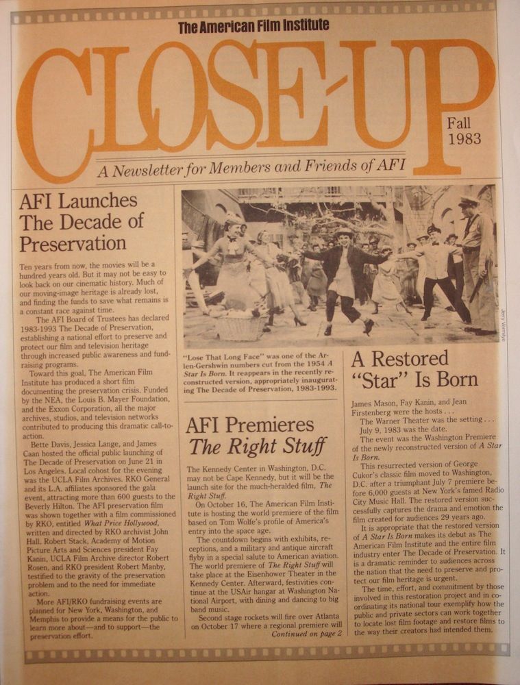 CLOSE-UP (AFI) magazine side cover Fall 1983