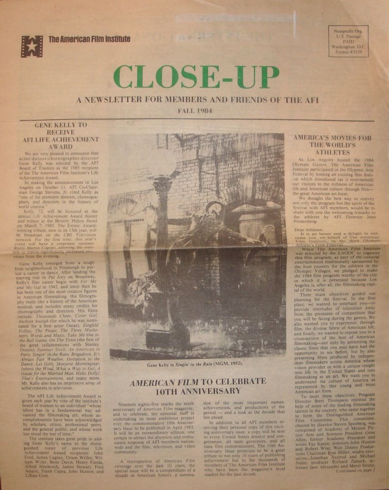 CLOSE-UP (AFI) magazine side cover Fall 1984