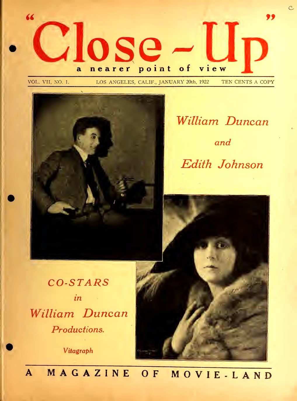 CLOSE-UP (20s) magazine side cover  Vol 7 No  1 20 January 1922