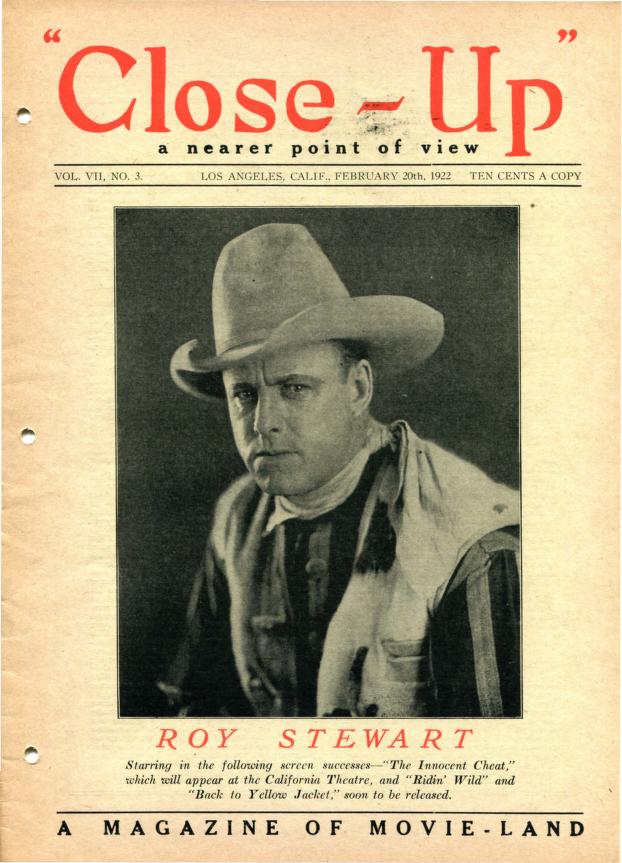 CLOSE-UP (20s) magazine side cover  Vol 7 No  3 20 February 1922