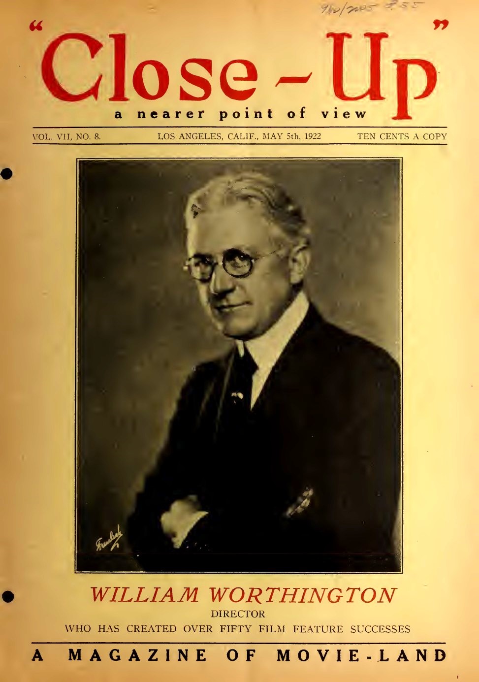 CLOSE-UP (20s) magazine side cover  Vol 7 No  8 5 May 1922