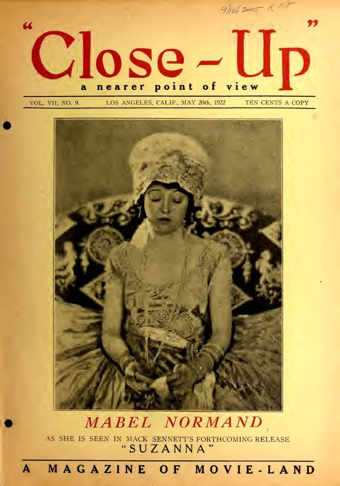 CLOSE-UP (20s) magazine side cover  Vol 7 No  9 20 May 1922