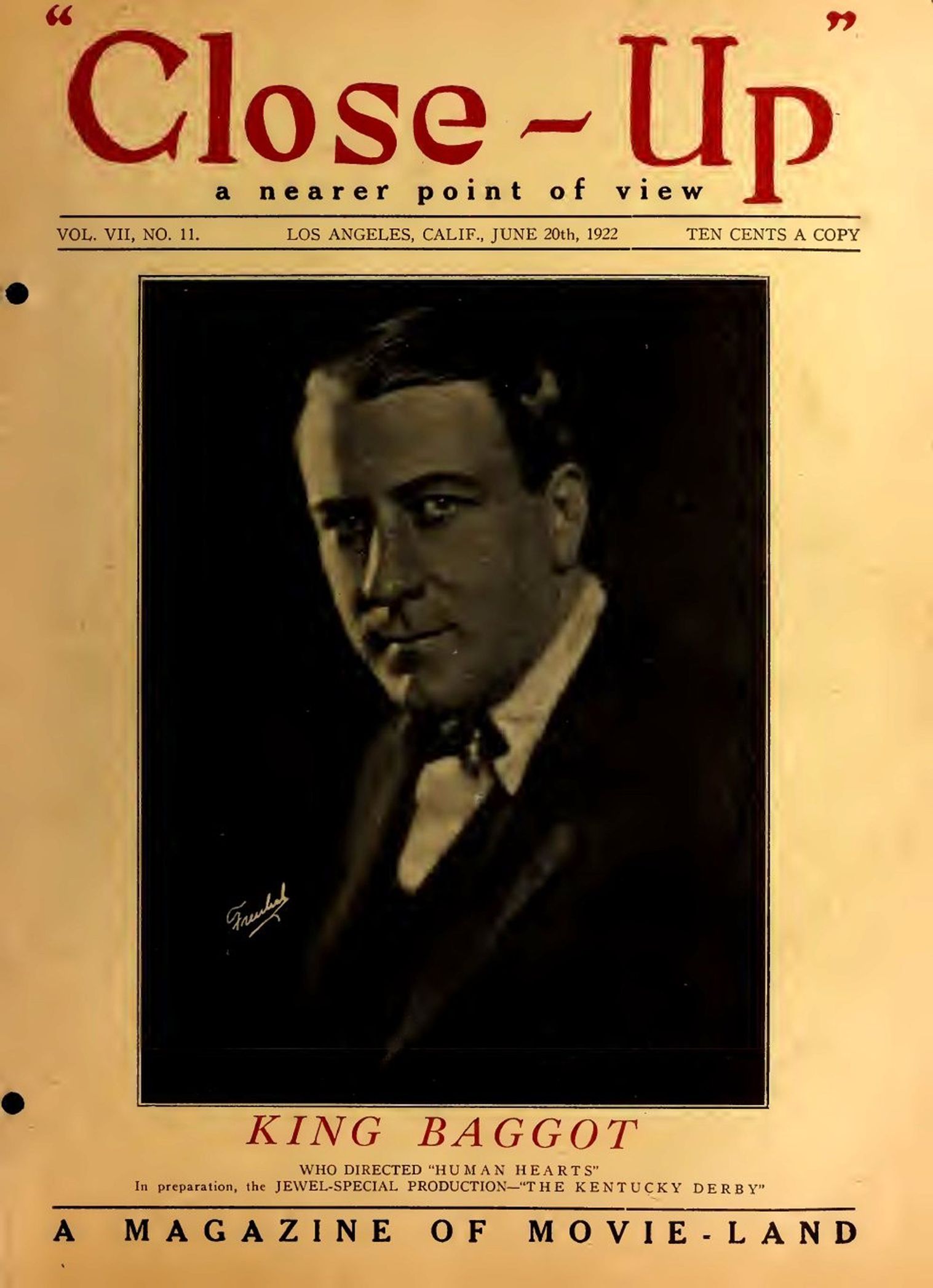 CLOSE-UP (20s) magazine side cover  Vol 7 No  11 20 June 1922