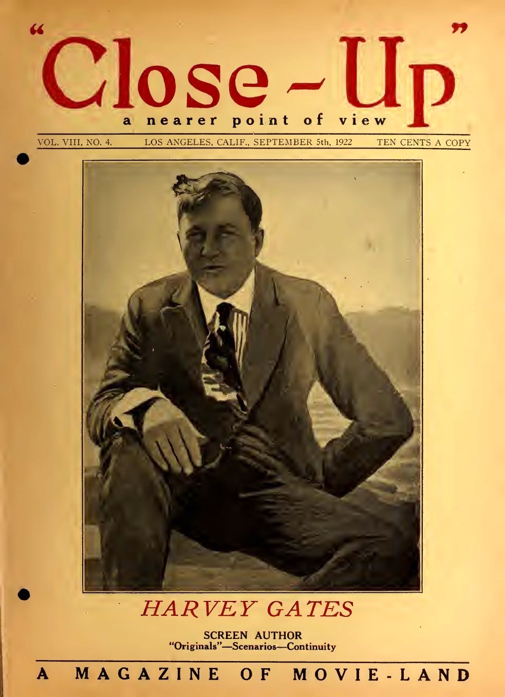 CLOSE-UP (20s) magazine side cover  Vol 8 No  4 5 September 1922