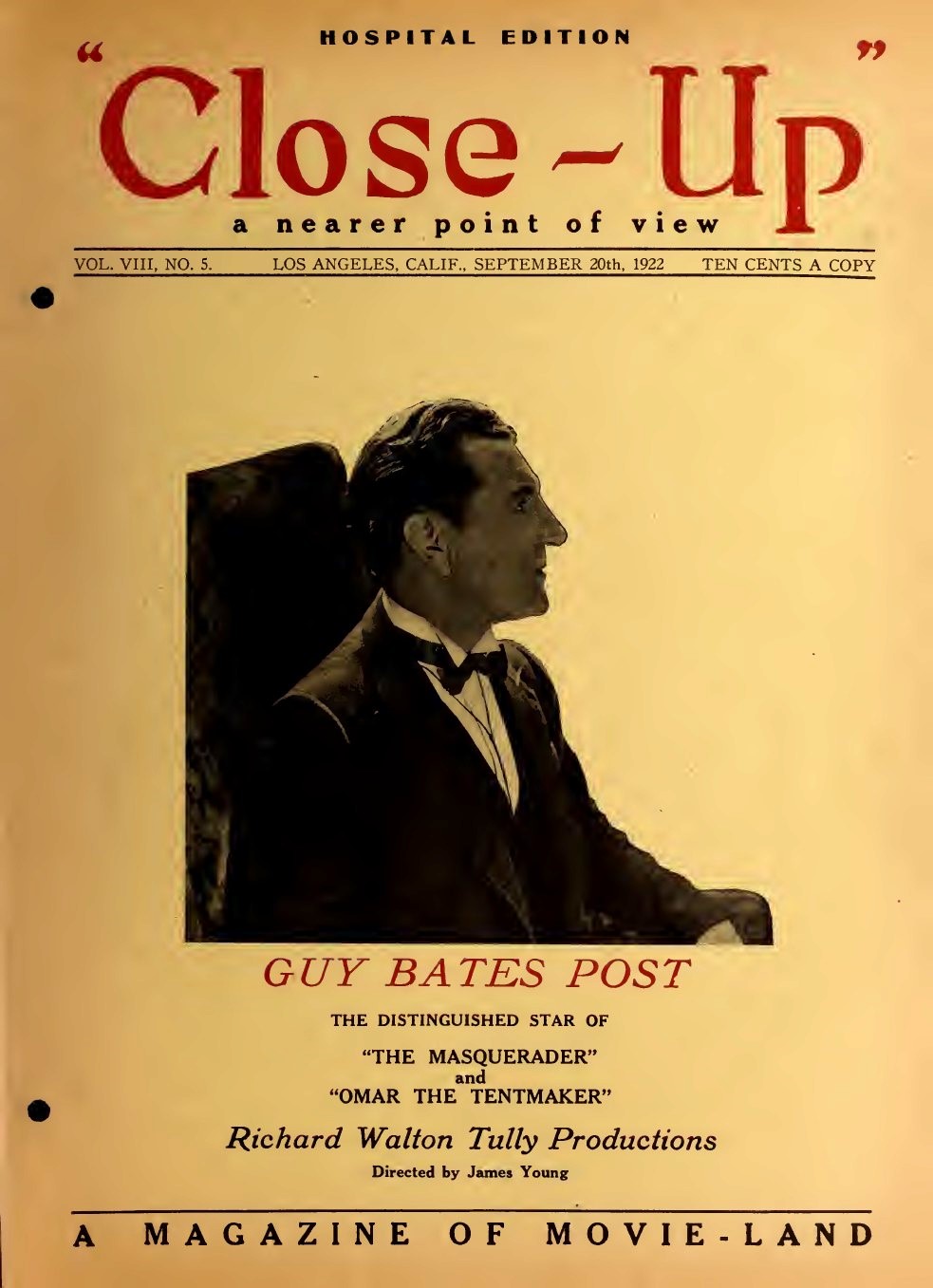 CLOSE-UP (20s) magazine side cover  Vol 8 No  5 20 September 1922