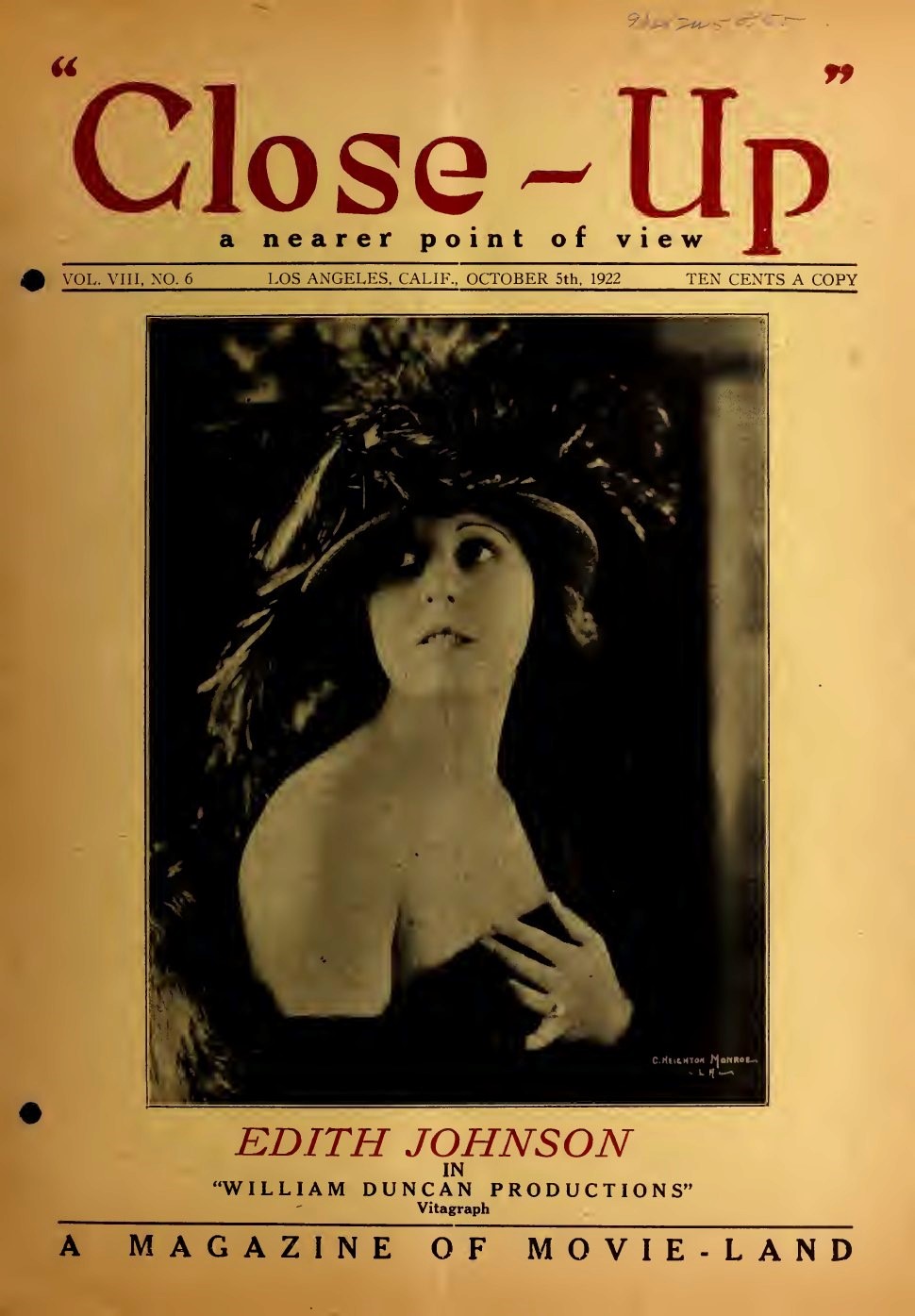 CLOSE-UP (20s) magazine side cover  Vol 8 No  6 5 October 1922