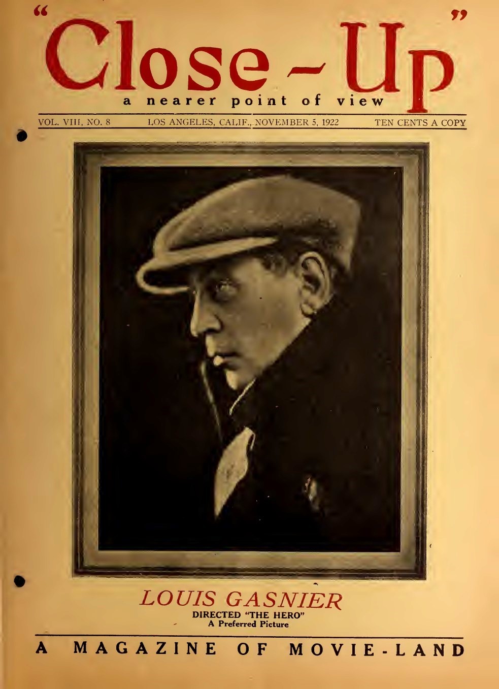 CLOSE-UP (20s) magazine side cover  Vol 8 No  8 5 November 1922