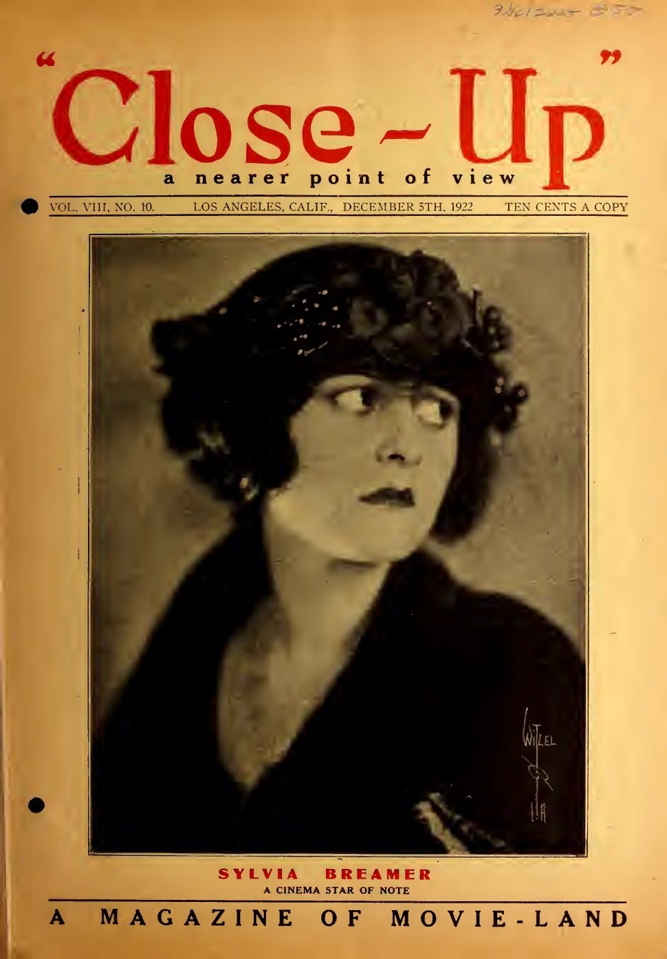 CLOSE-UP (20s) magazine side cover  Vol 8 No  10 5 December 1922