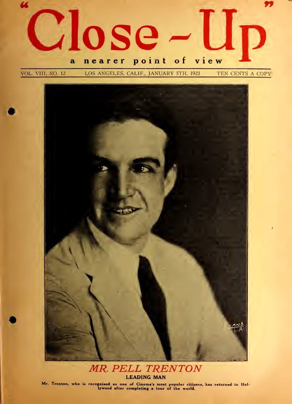 CLOSE-UP (20s) magazine side cover  Vol 8 No  12 5 January 1923