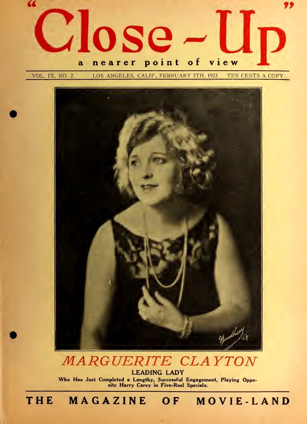 CLOSE-UP (20s) magazine side cover  Vol 9 No  2 5 February 1923