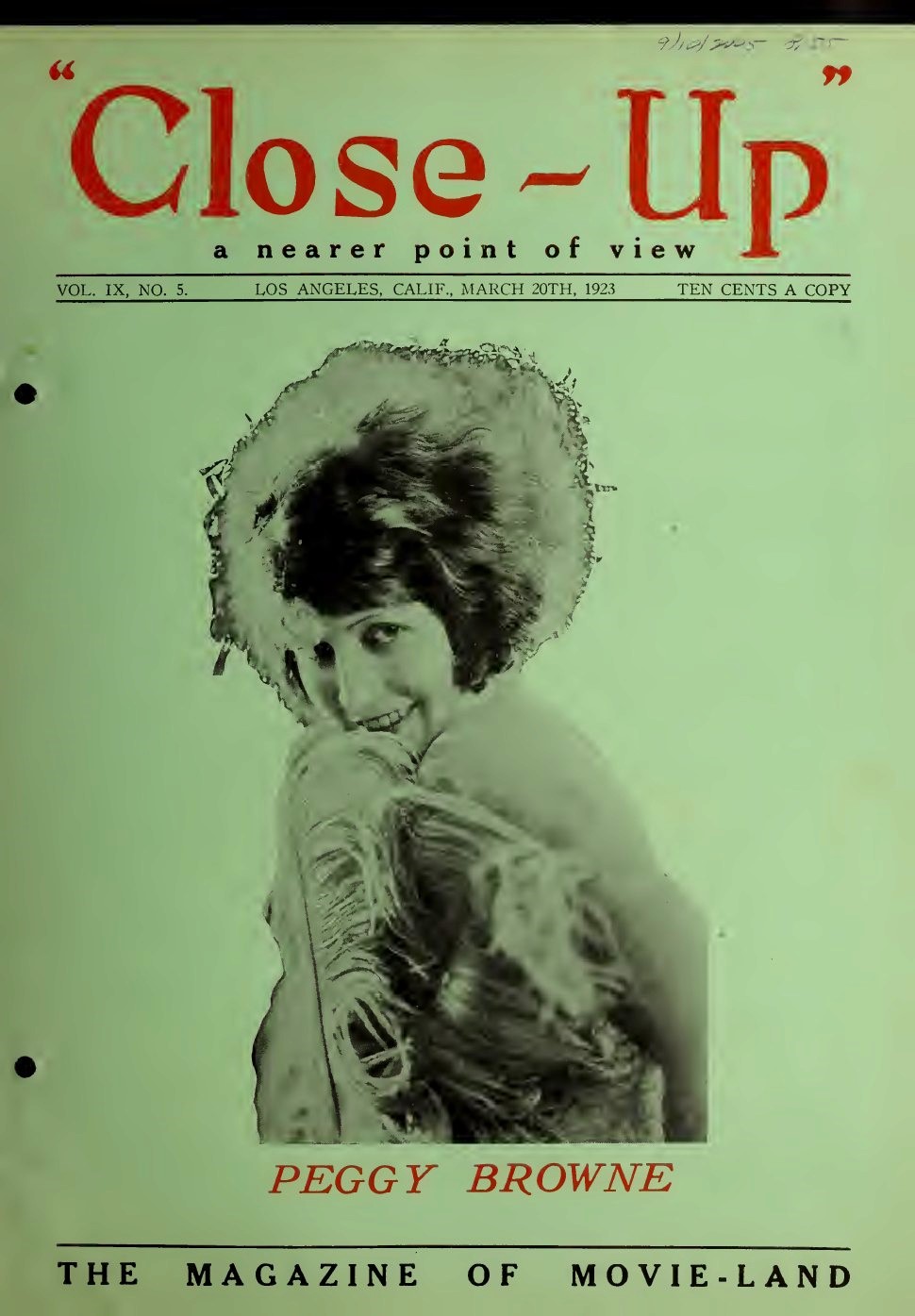 CLOSE-UP (20s) magazine side cover  Vol 9 No  5 20 March 1923