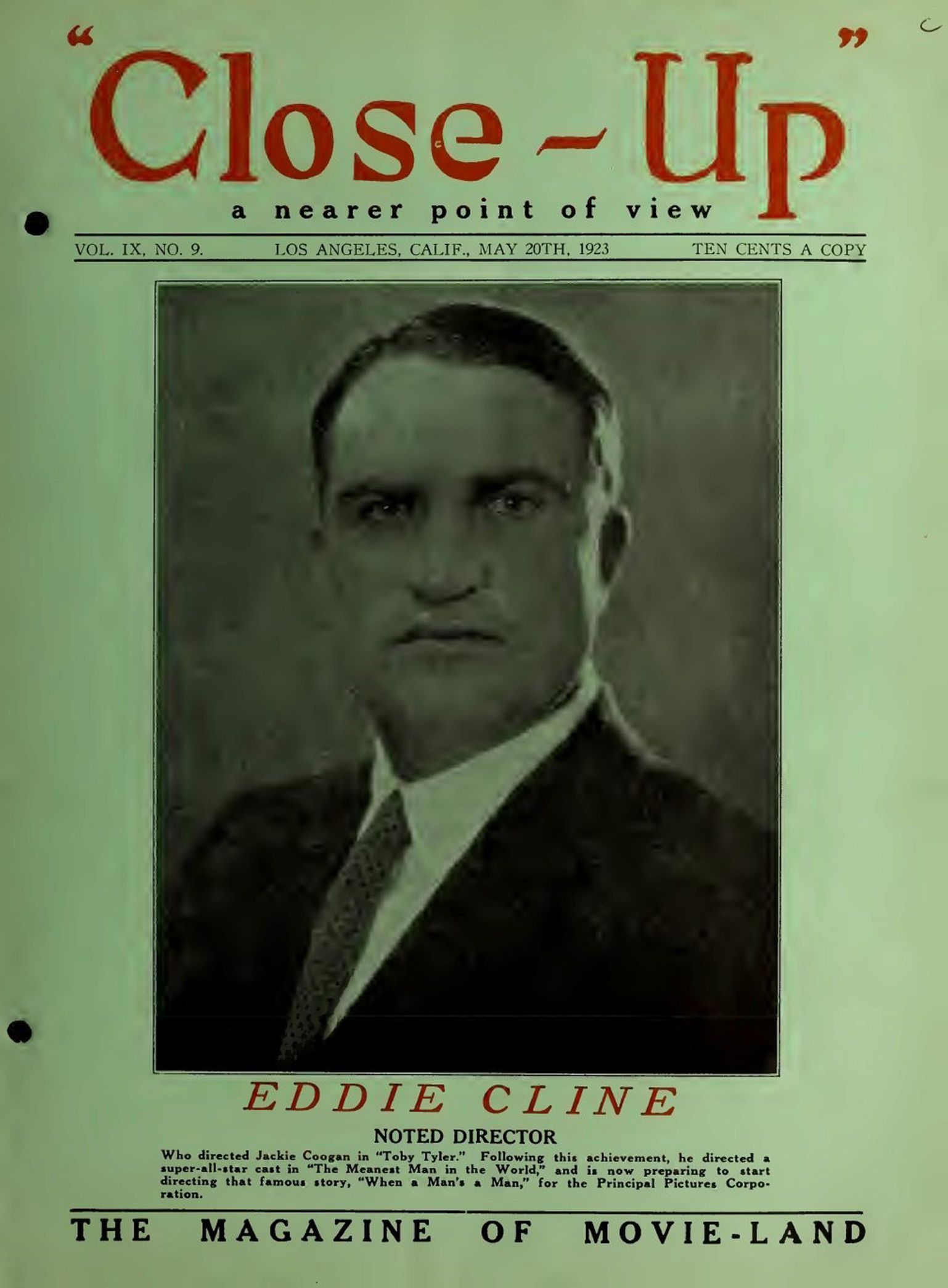 CLOSE-UP (20s) magazine side cover  Vol 9 No  9 20 May 1923