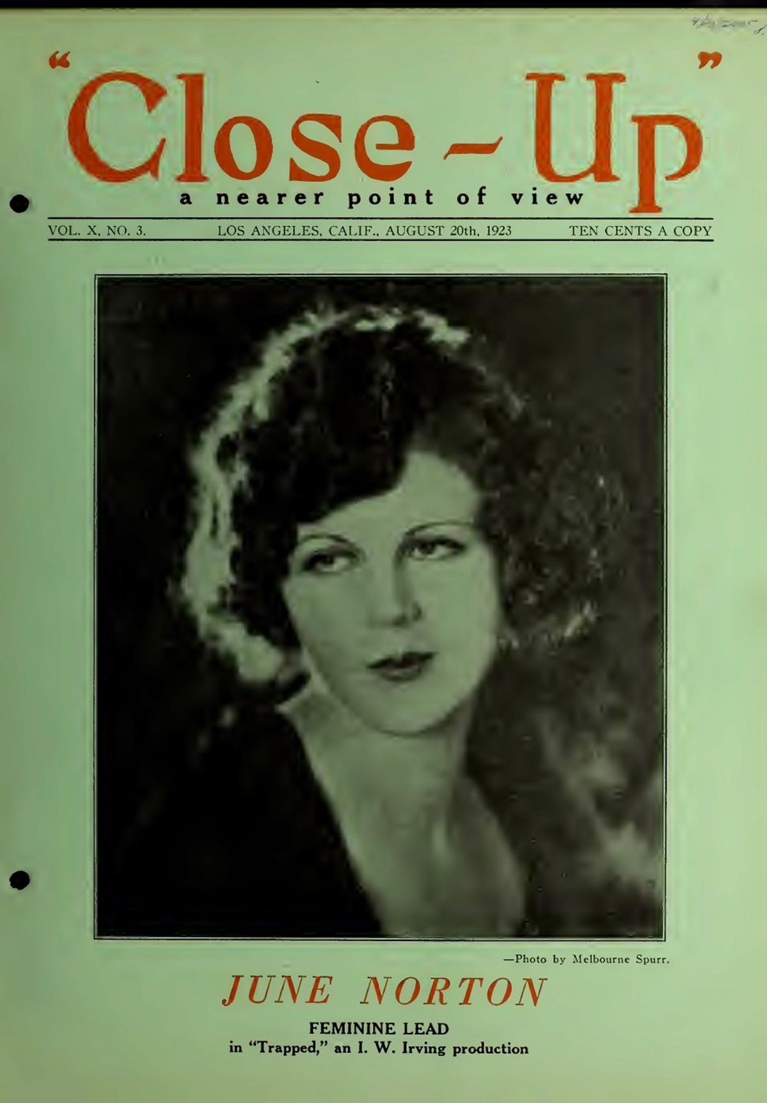 CLOSE-UP (20s) magazine side cover  Vol 10 No  3 20 August 1923