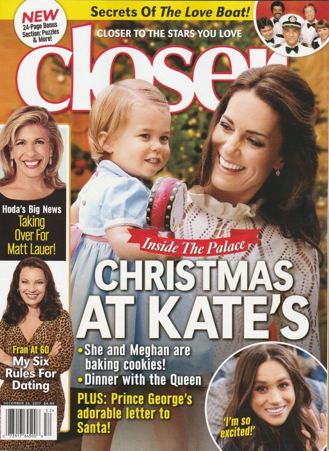 CLOSER WEEKLY magazine side cover 25 December 2017
