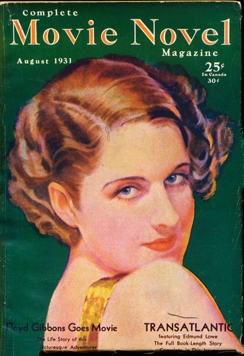 COMPLETE MOVIE NOVEL MAGAZINE magazine side cover  Vol 1 No  2  August 1931
